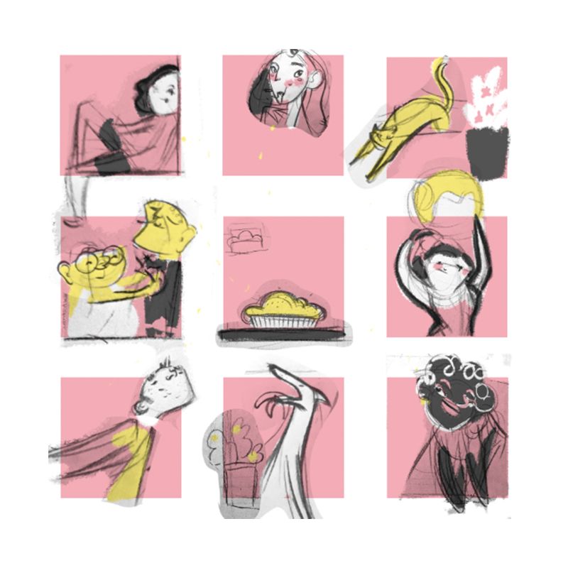 Sketches and color tests. // Bocetos y pruebas de color.
