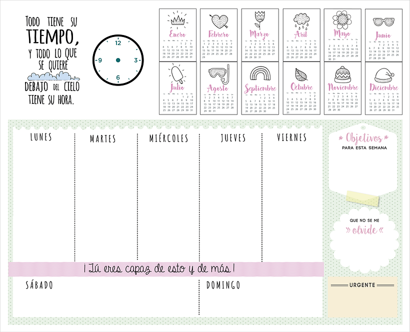 Diseño planificador semanal.