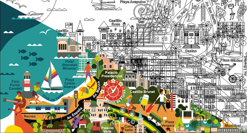 Acercamiento de una zona específica mostrando el color y su estructura vectorial