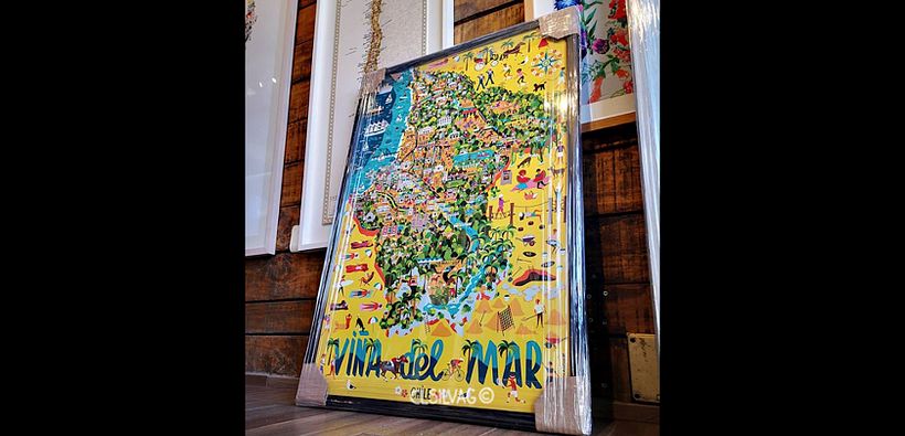Mapa de Viña del Mar enmarcado en Tienda Mappin, Chile - Fotografía: mappin.cl