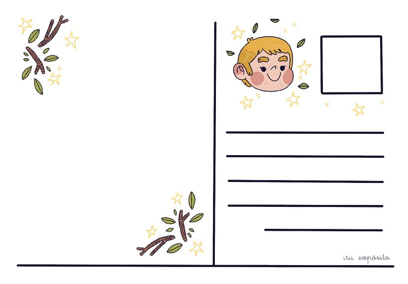 Reverso de la postal a partir de la plantilla que nos dio el curso.