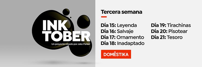 Calendario de la tercera semana de Inktober basado en el de Jake Parker
