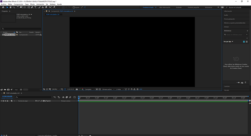 Pantalla Negra en After Effects y no aparece el vídeo en la linea de tiempo
