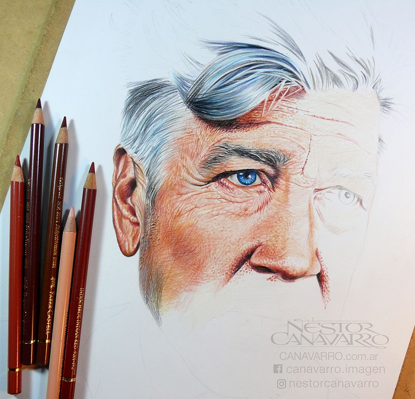 David Lynch in colored pencils 1