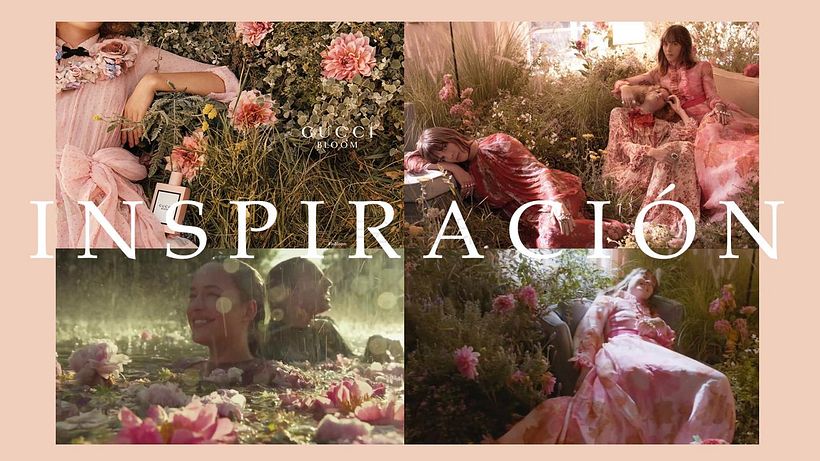 También me inspiré en el aire romántico y rococó que tiene el anuncio de Gucci Bloom.