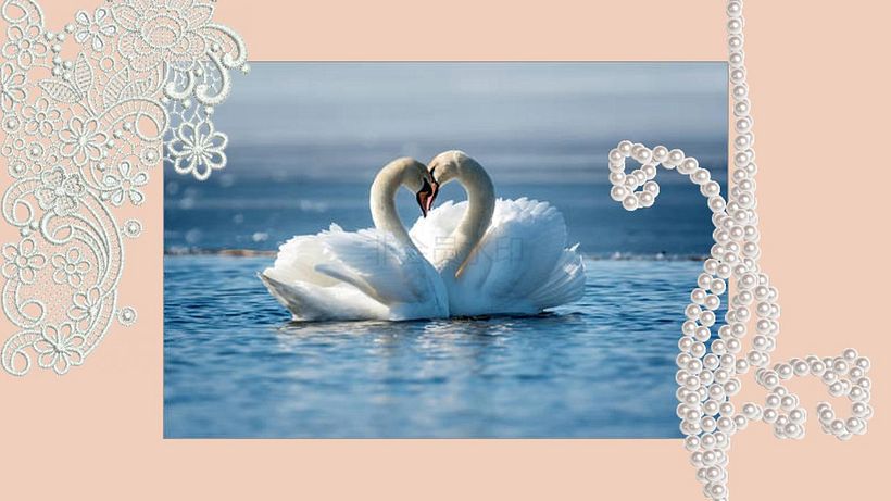 Y por último, el amor que he querido representar en forma de beso de dos cisnes en una figura de cristal y oro.