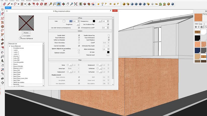 El menú 'material editor' de V-Ray