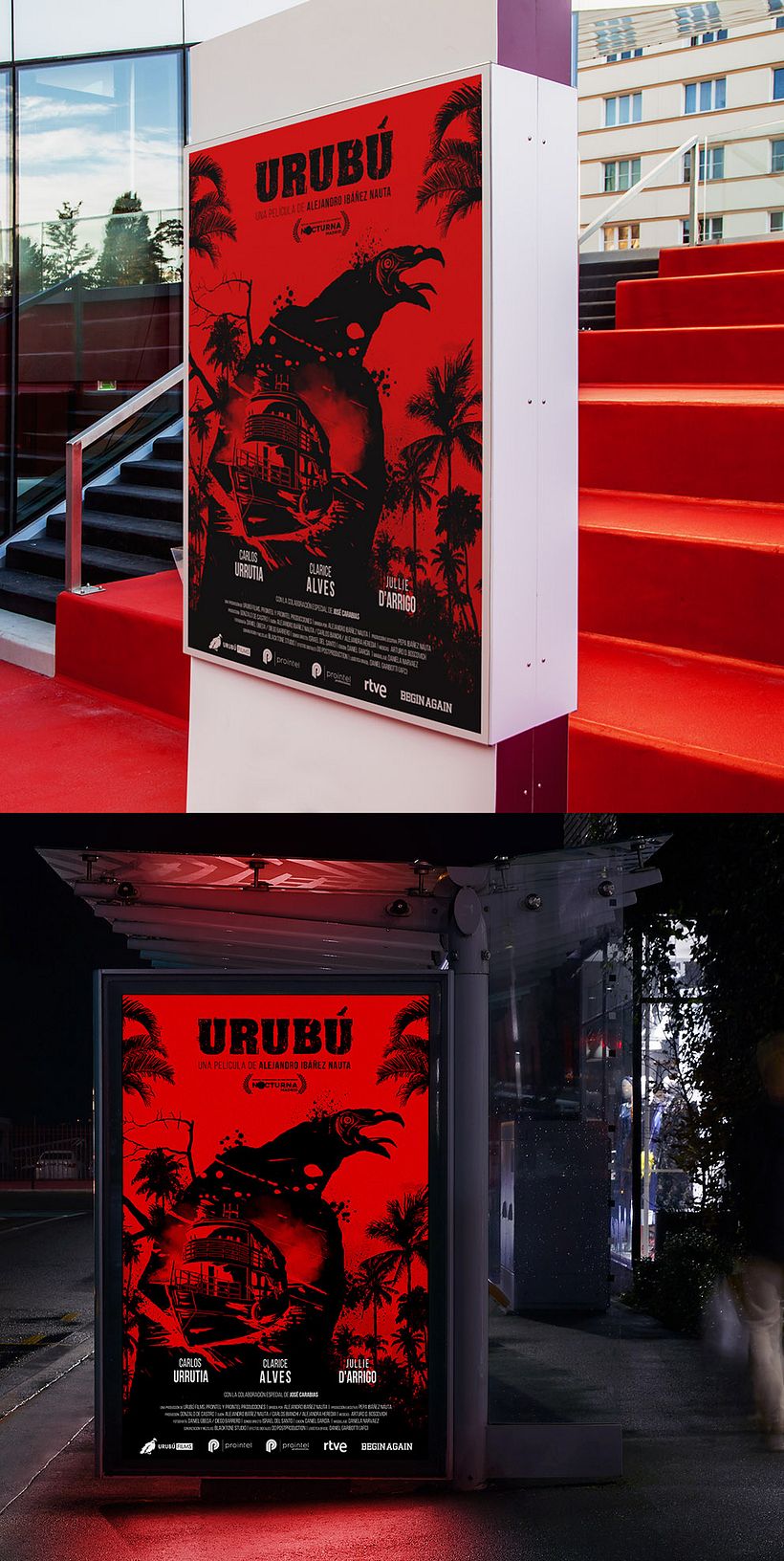 Camapaña gráfica para película Urubú - Ilustración tradicional