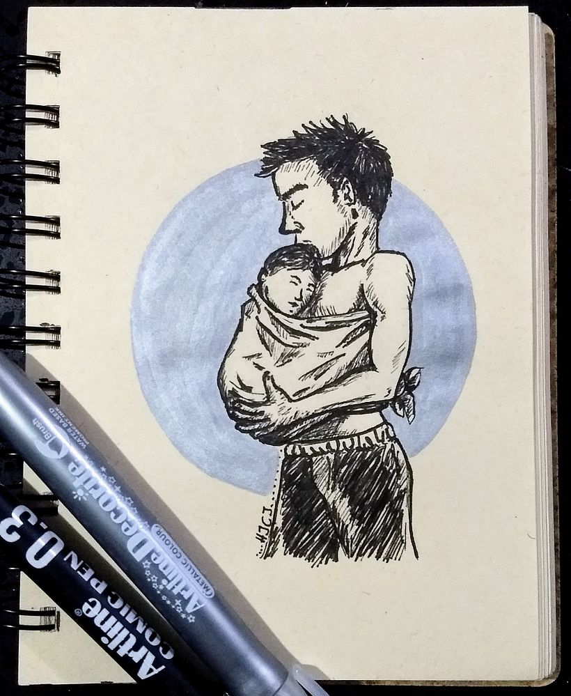 Autorretrato con mi bebé canguro hace 10 años