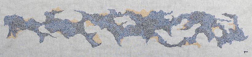 ISLA / Bordado a mano con hilo de algodón sobre lienzo de lino con algodón/ 1.20 cm x 20 cm 