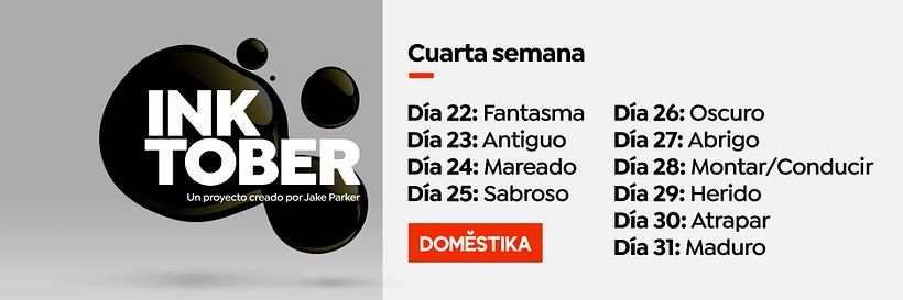 Calendario de la última semana de Inktober basado en el de Jake Parker