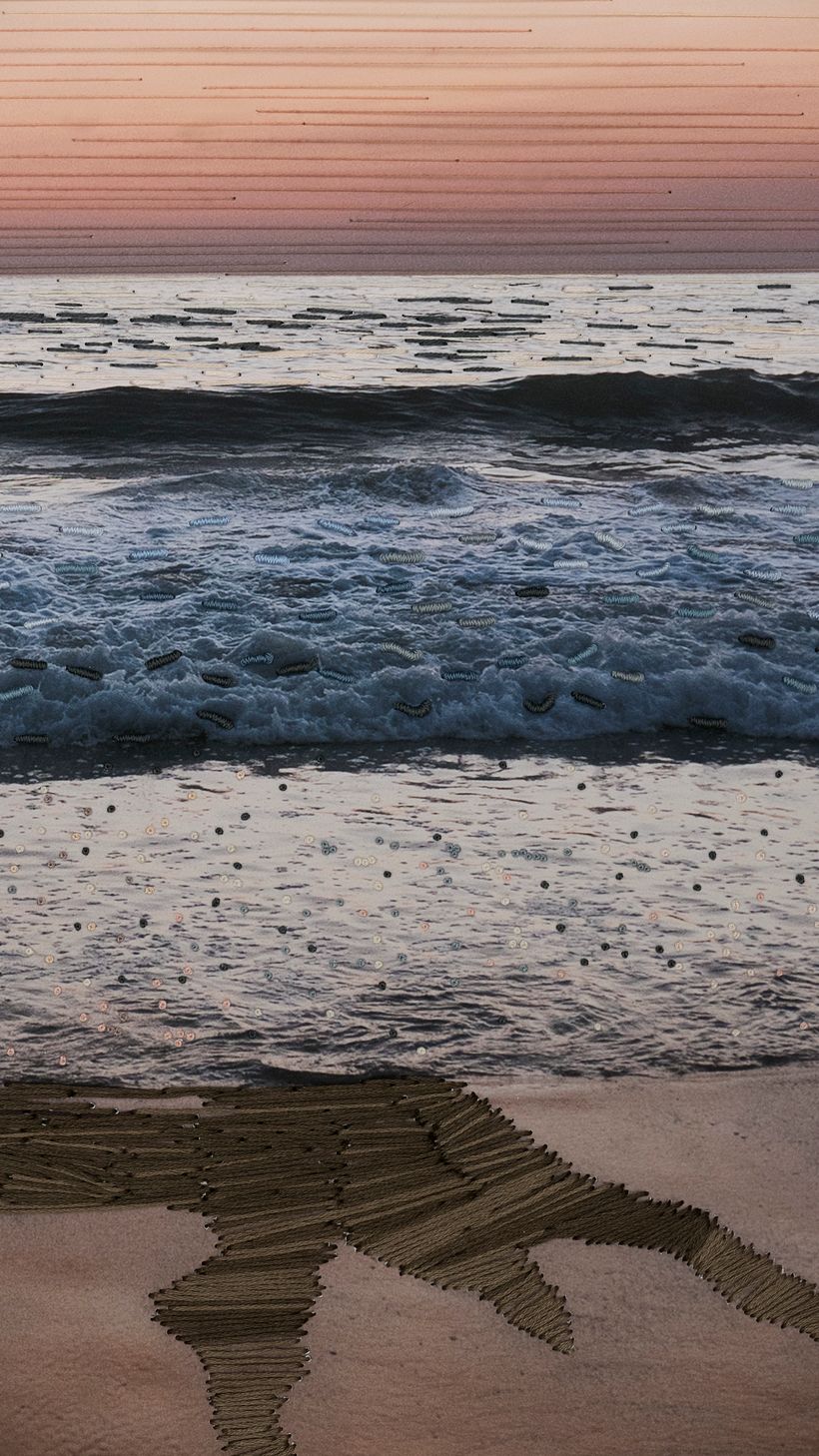 Detalles PUERTO ESCONDIDO, OAXACA/ Bordado sobre papel fotográfico 