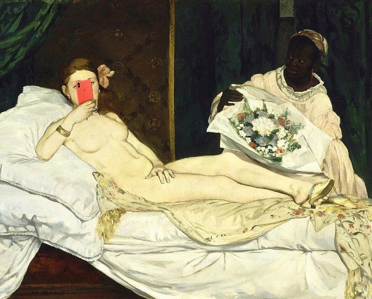 "Olympia Taking a Selfie" Édouard Manet x Ji Lee Collaboration · #ifitweretoday
