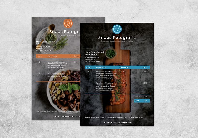 Papelería corporativa para Snaps Fotografía  3