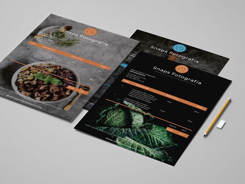 Papelería corporativa para Snaps Fotografía  4