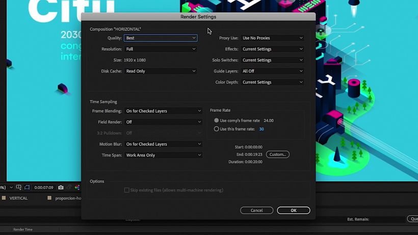 Ajustes del render