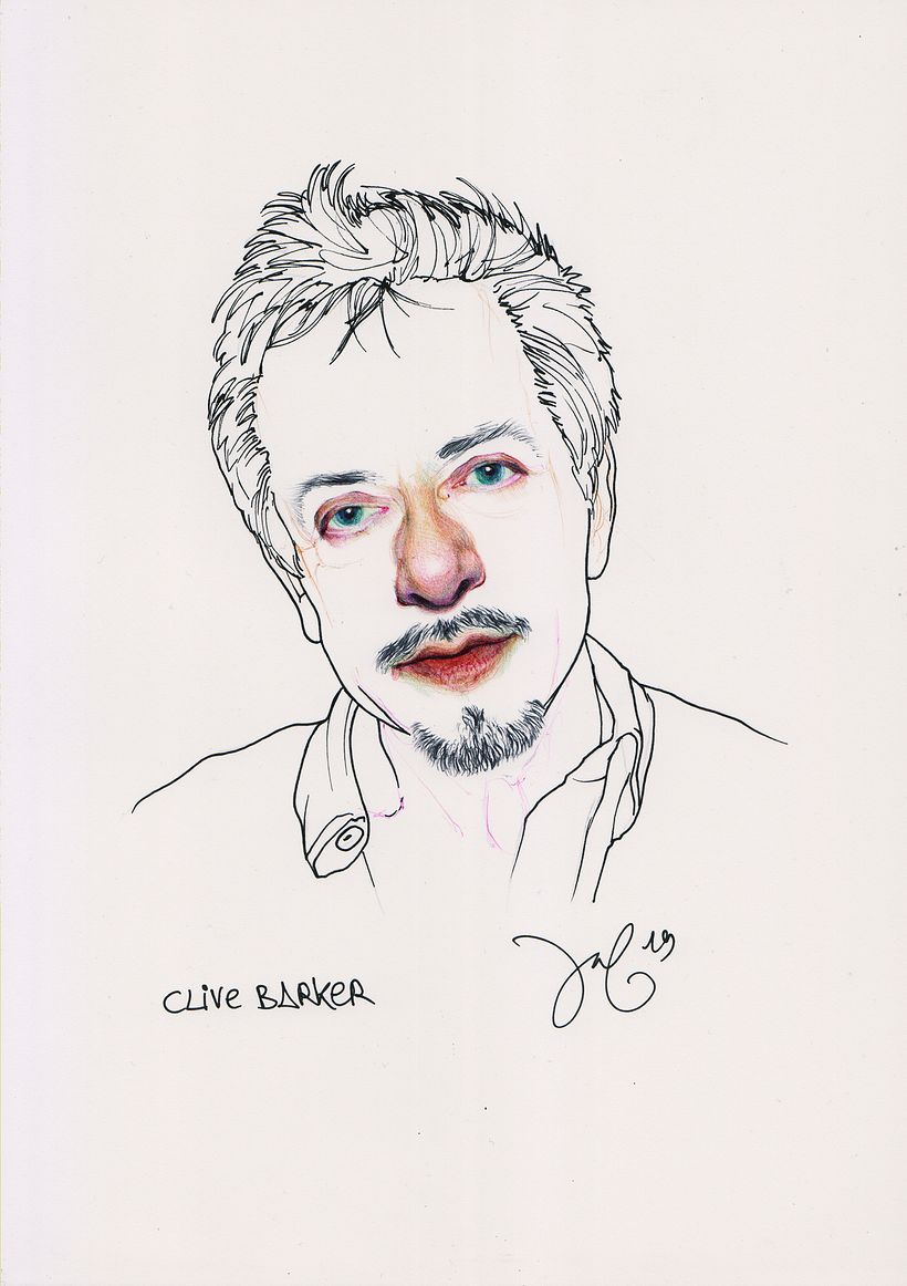 Clive Barker. Bolígrafos y punta fina. Din A4.