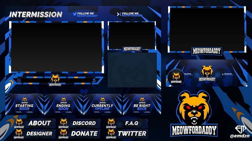 Design you a professional and custom twitch , facebook , youtube or mixer package 1