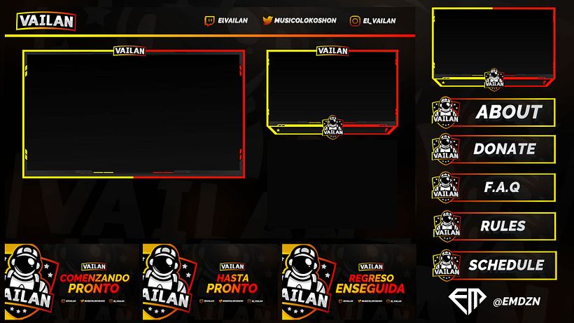 Design you a professional and custom twitch , facebook , youtube or mixer package 3