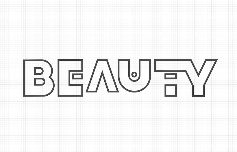 Diseño tipográfico creado a partir de la estructura básica de un cuadrado.
