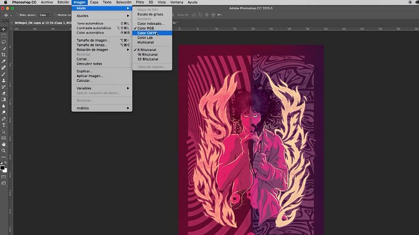 Convertir imagen de RGB a CMYK en Photoshop