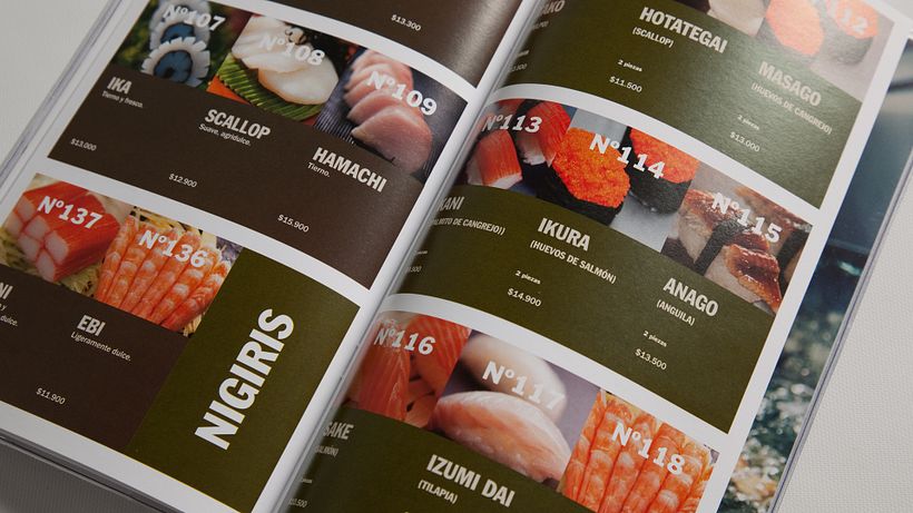 La carta de sushi