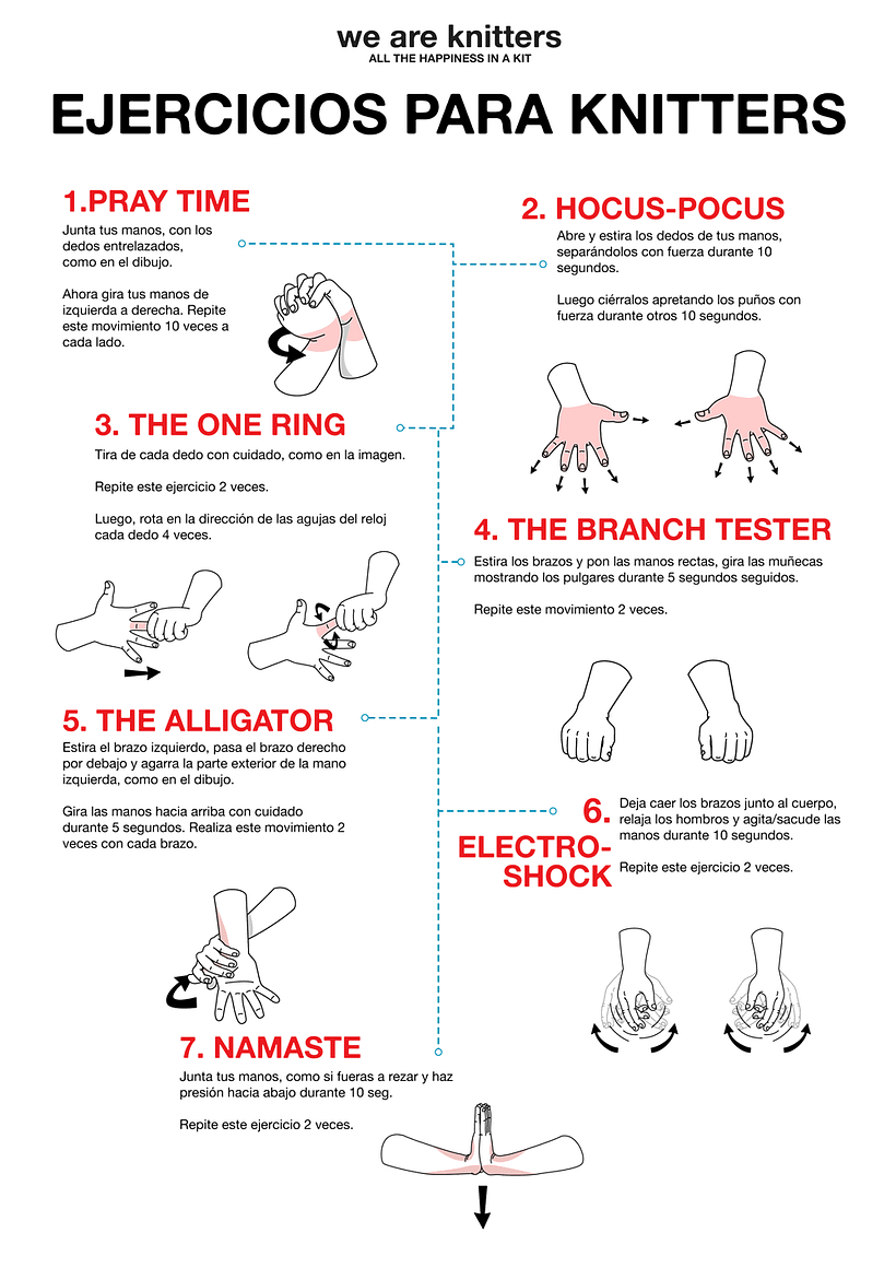 Ejercicios de calentamiento para manos tejedoras