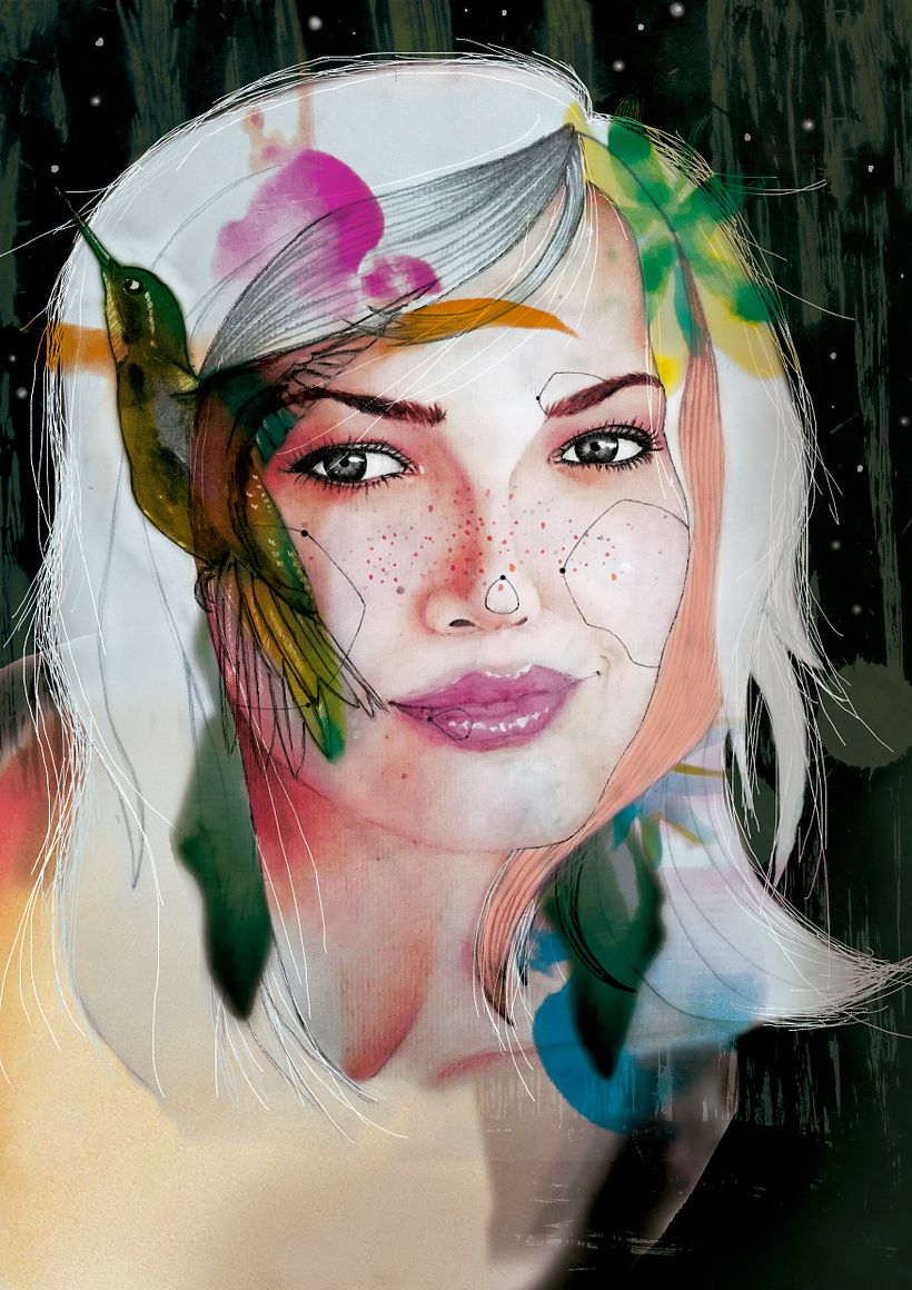 Ilustración realizada en mi anterior curso - Técnica aprendida de Ana Santos. 