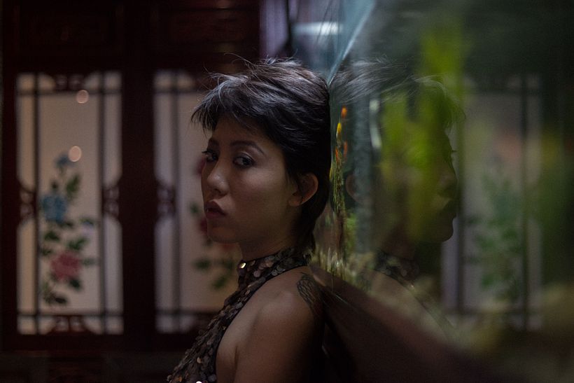 La actriz Yao Yao, durante el rodaje de Xiao Xian (cortesía del director)