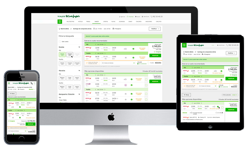 Diseño de interfaz - landing a funnel desde metabuscador de vuelos.