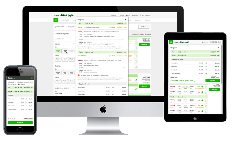 Diseño interfaz - Detalle de vuelo y desglose de precios