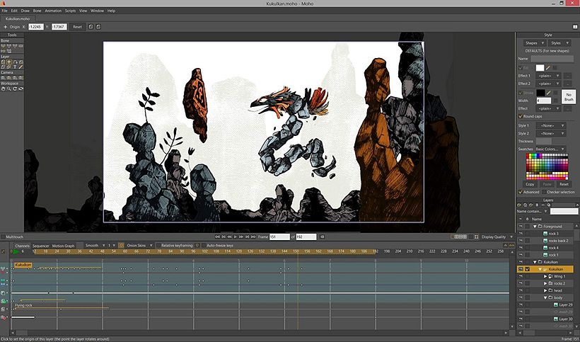 Interfaz de Moho (Anime Studio) Pro