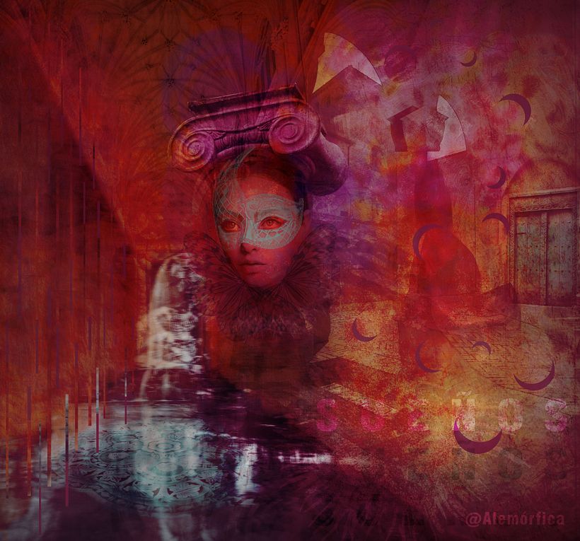 Sueños. Estar adentro y afuera. Abrir una puerta y observar una cascada caer. Búsqueda de colores nostálgicos.