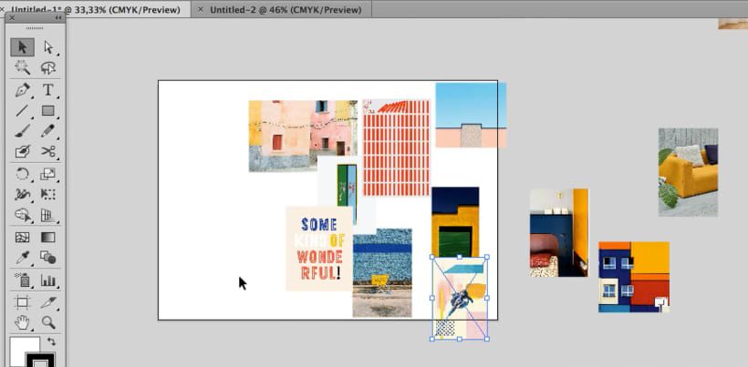 Seleção de imagens para o mood board no AI