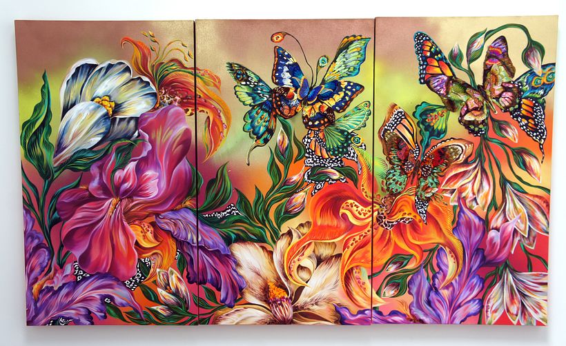 "Beauty Within" Mixed Media. Oleo y acrílico en Canvas con Bordado 3