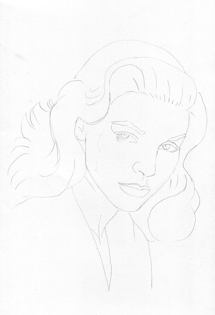 Lauren Bacall,Mi Proyecto del curso: Introducción al retrato con tinta china y plumilla 2