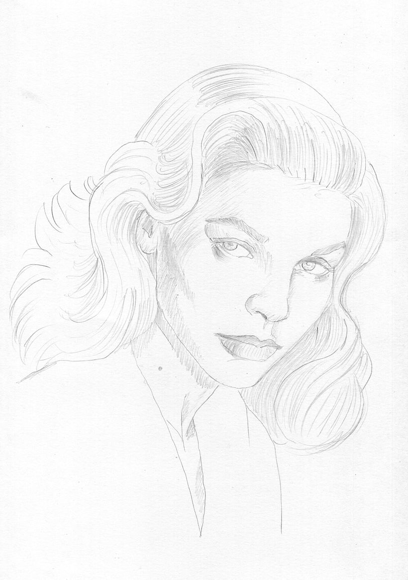 Lauren Bacall,Mi Proyecto del curso: Introducción al retrato con tinta china y plumilla 3