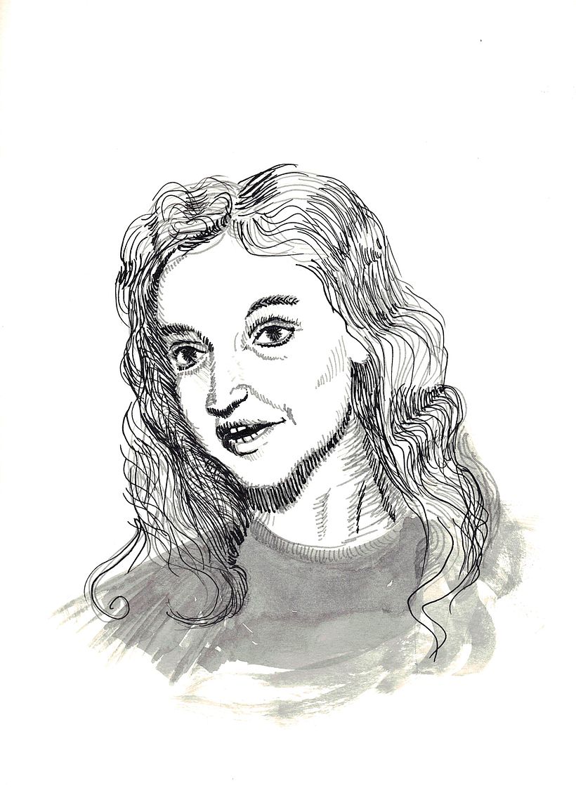 Imagen digitalizada del retrato con tinta china y pluma sobre papel fabriano de 21 x 29,7 cm de 200 g/m2 libre de ácid