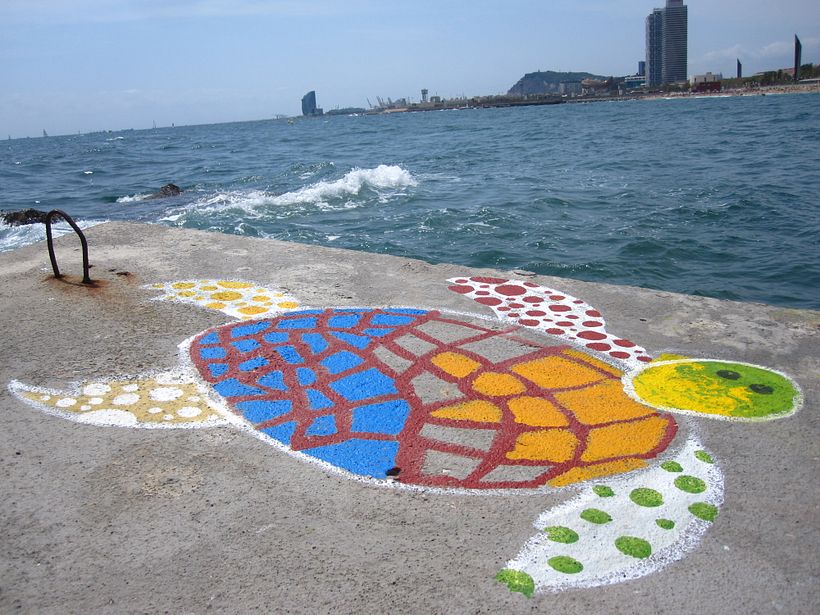 Medramos lentas pero medramos felices. Mural al Poblenou