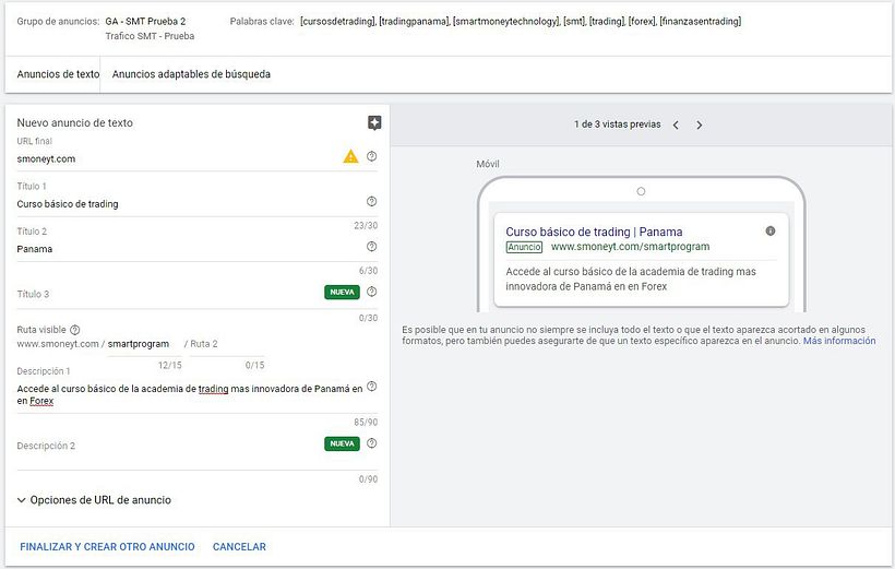 Desarrollando la estructura de mi anuncio, con mensajes pragmáticos y generando el interes de la persona en querer ingresar. 