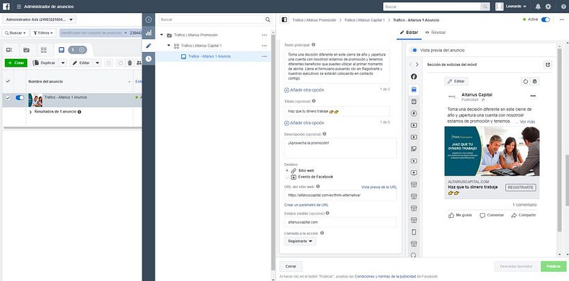 Procedi a elaborar un anuncio utilizando todos los consejos de Guille, optimizando las opciones de la herramienta
