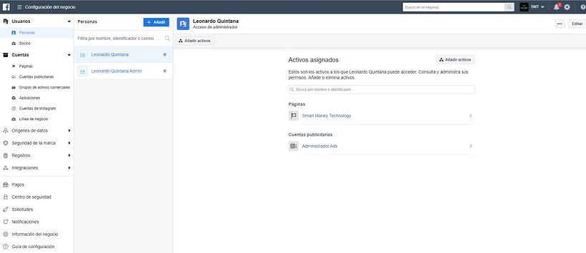 Construi el Business Manager de la marca, configure los pixeles, asocie las personas que estarian administrando el BM.