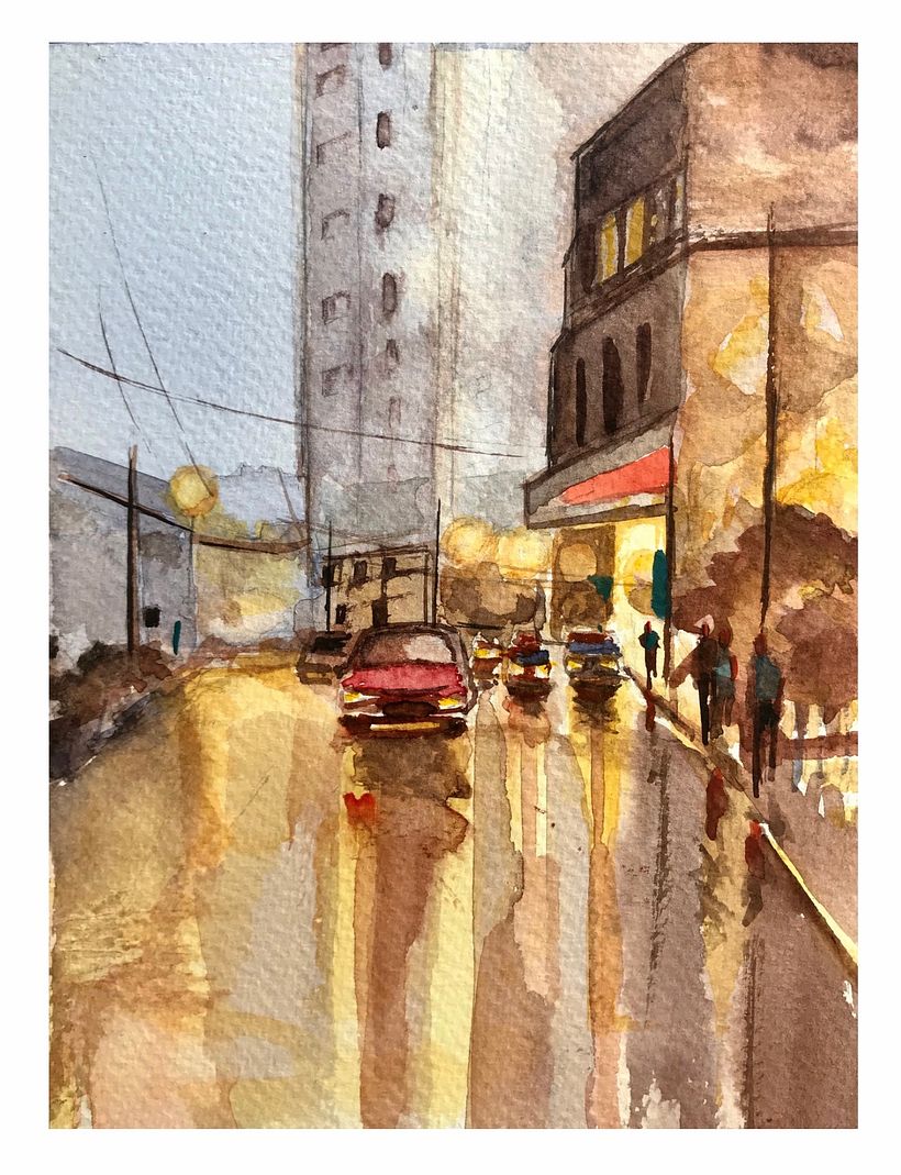 Esta  acuarela no es mi proyecto final del curso, es un estudio para familiarizarme con la técnica y emprender el proyecto.