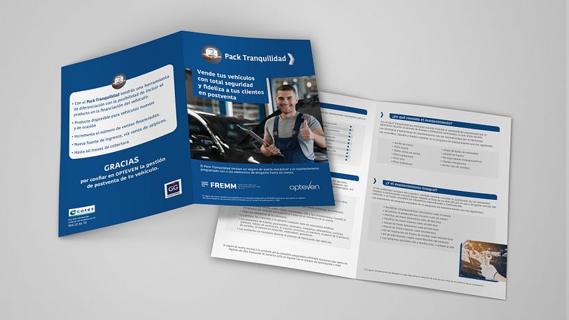 Díptico PACK TRANQUILIDAD para Optevent y su partner FREMM