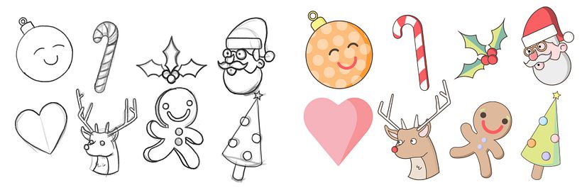 Sketches y resultado tras vectorización.
