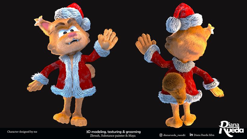 Kai the cat_Mi Proyecto del curso: Creación de pelo 3D con XGen de Maya  0