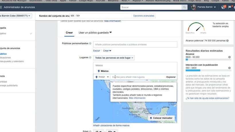 Aqui você pode ver as opções que a segmentação geográfica oferece