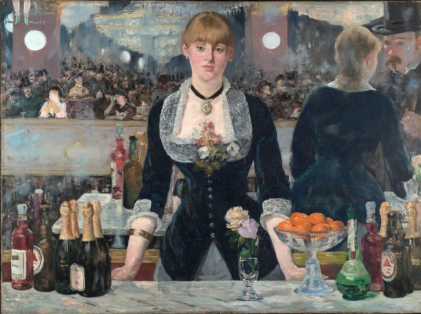 A obra "Um bar no Folies-Bergère", de Manet, tem sua própria garrafa de Bass abaixo à direita e à esquerda
