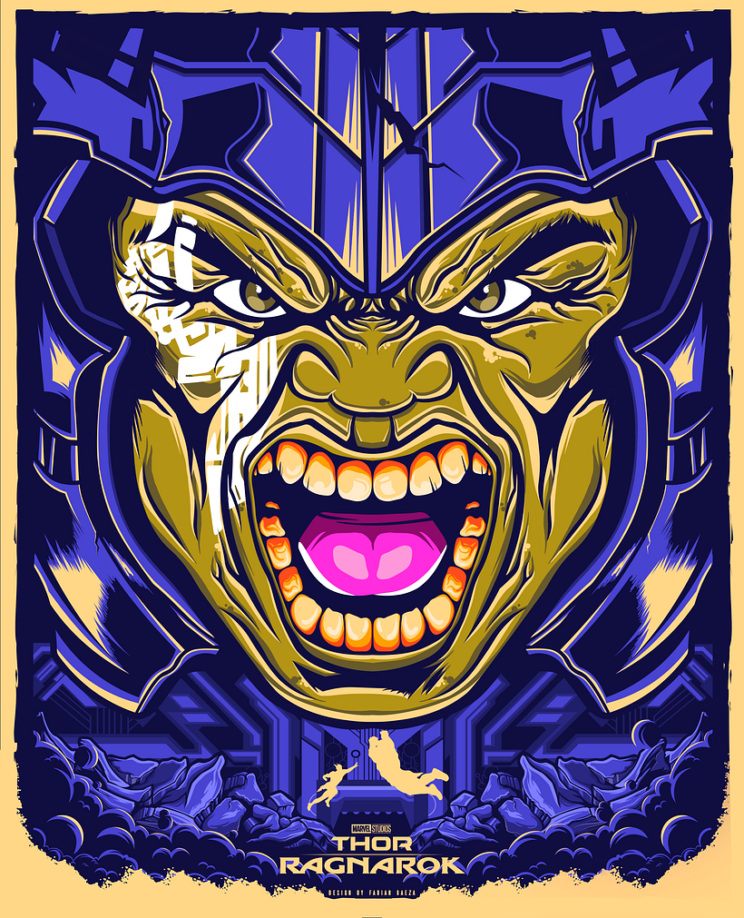 Mi Proyecto del curso: Ilustración vectorial: más volumen y rock and roll. Hulk: Thor Ragnarok -1