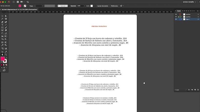 Así prueba Rico el tamaño de sus tipografías